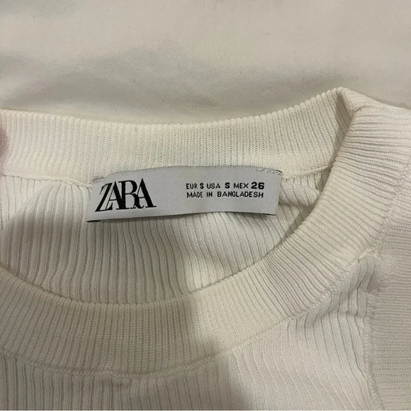 Zara Ribbed Tank Top White Women's Size Small - Picture 4 of 6